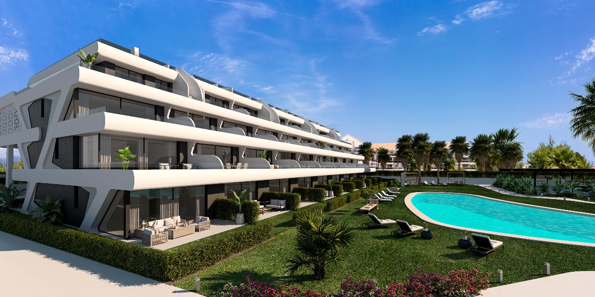 Foto de la fachada principal de la promoción Zen Playa Dénia Deveses I